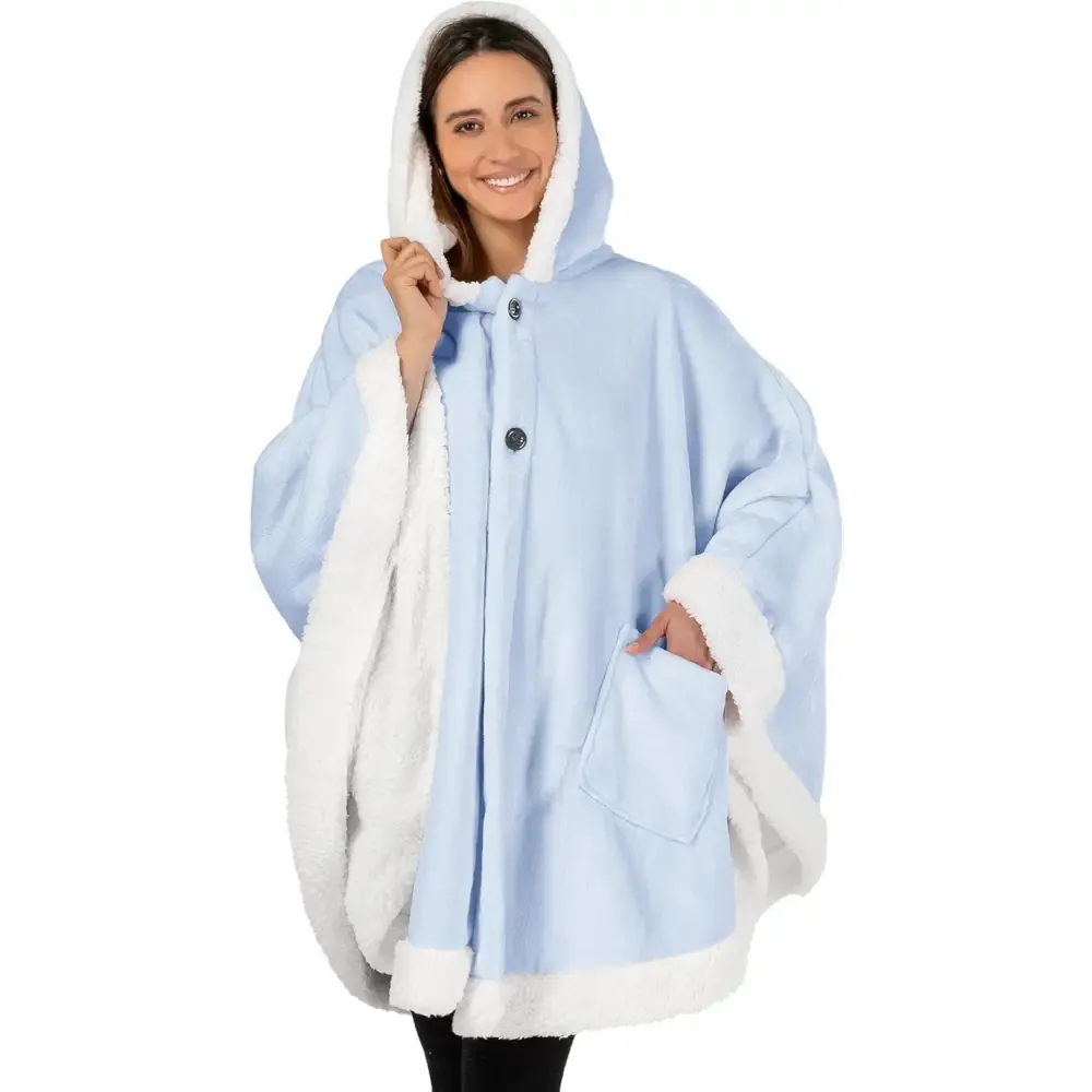 Cozy Plush Sherpa Fleece Wearable Blanket with Hood