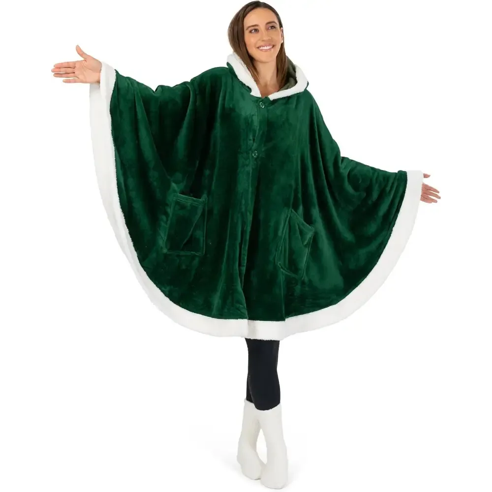 Cozy Plush Sherpa Fleece Wearable Blanket with Hood