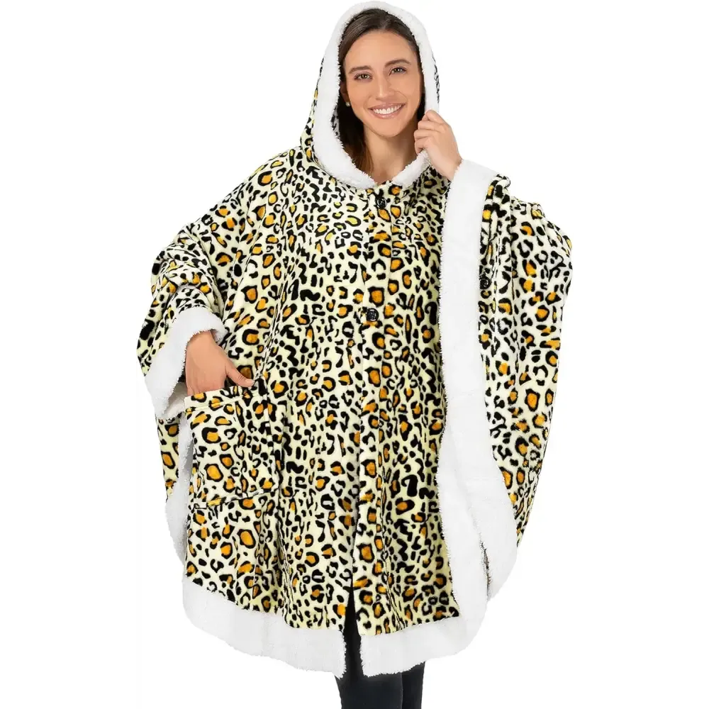 Cozy Plush Sherpa Fleece Wearable Blanket with Hood