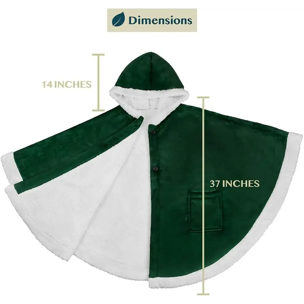 Cozy Plush Sherpa Fleece Wearable Blanket with Hood