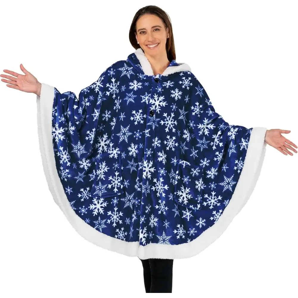 Cozy Plush Sherpa Fleece Wearable Blanket with Hood