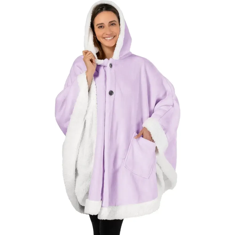 Cozy Plush Sherpa Fleece Wearable Blanket with Hood
