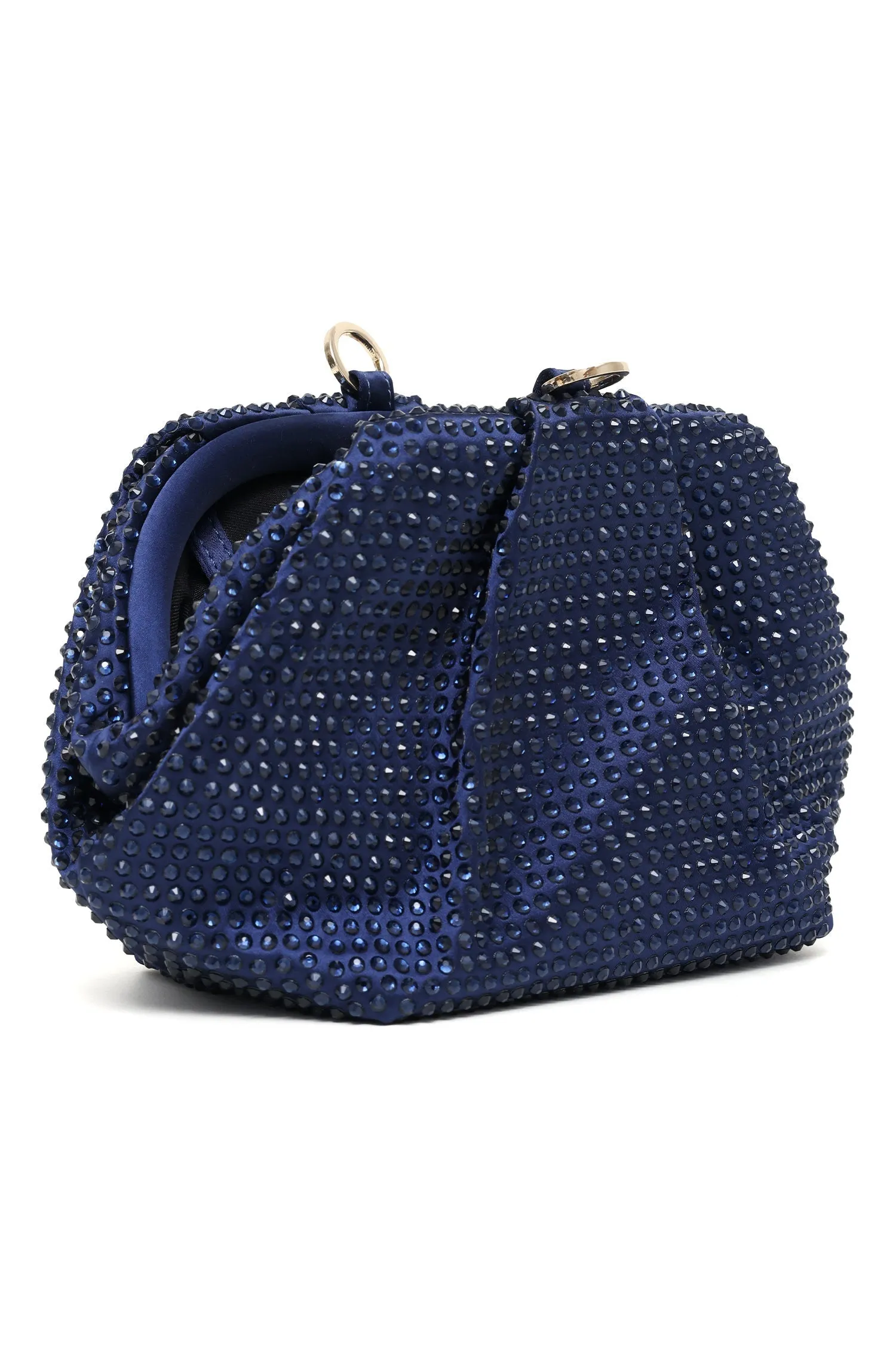 CRYSTAL RUCHED EVENING CLUTCH-BLUE