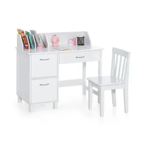 Deluxe Spine Supporting Homework Desk | Bureau | Storage Cupboard & Chair | White | 4-14 Years
