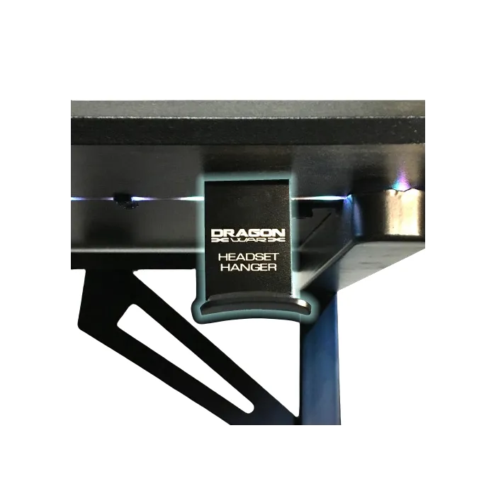 Dragon War GT-006 Gaming Desk (RGB Version), Z Shaped Leg (Black), Black Melamine Board / Carbon Fiber Board
