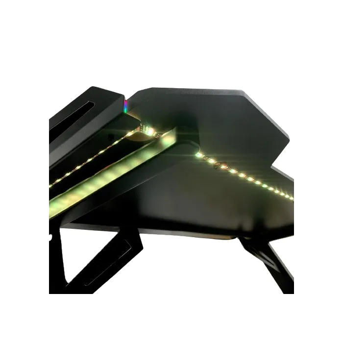 Dragon War GT-006 Gaming Desk (RGB Version), Z Shaped Leg (Black), Black Melamine Board / Carbon Fiber Board