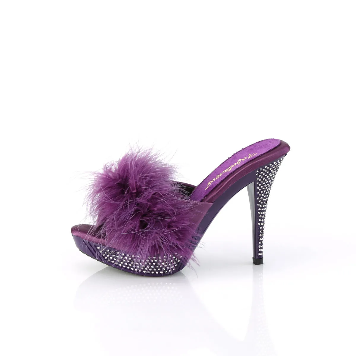 ELEGANT-401F  Purple Marabou-Faux Leather/Purple