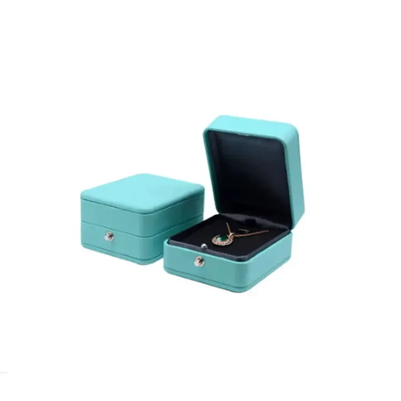 Elegant Blue Leather Jewelry Box for Proposals and Weddings