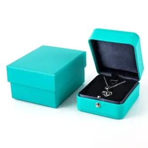 Elegant Blue Leather Jewelry Box for Proposals and Weddings