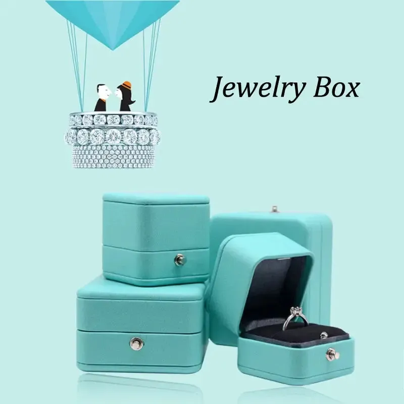 Elegant Blue Leather Jewelry Box for Proposals and Weddings