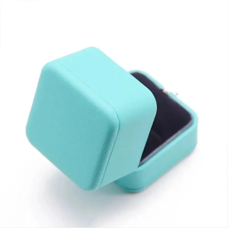 Elegant Blue Leather Jewelry Box for Proposals and Weddings