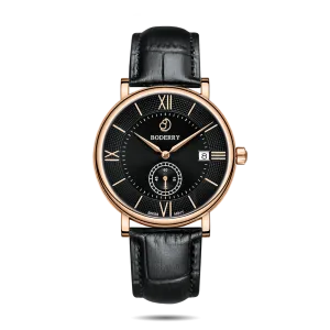 ELEGANT - Swiss Quartz Movement Watch | Rose Gold & Black Dial