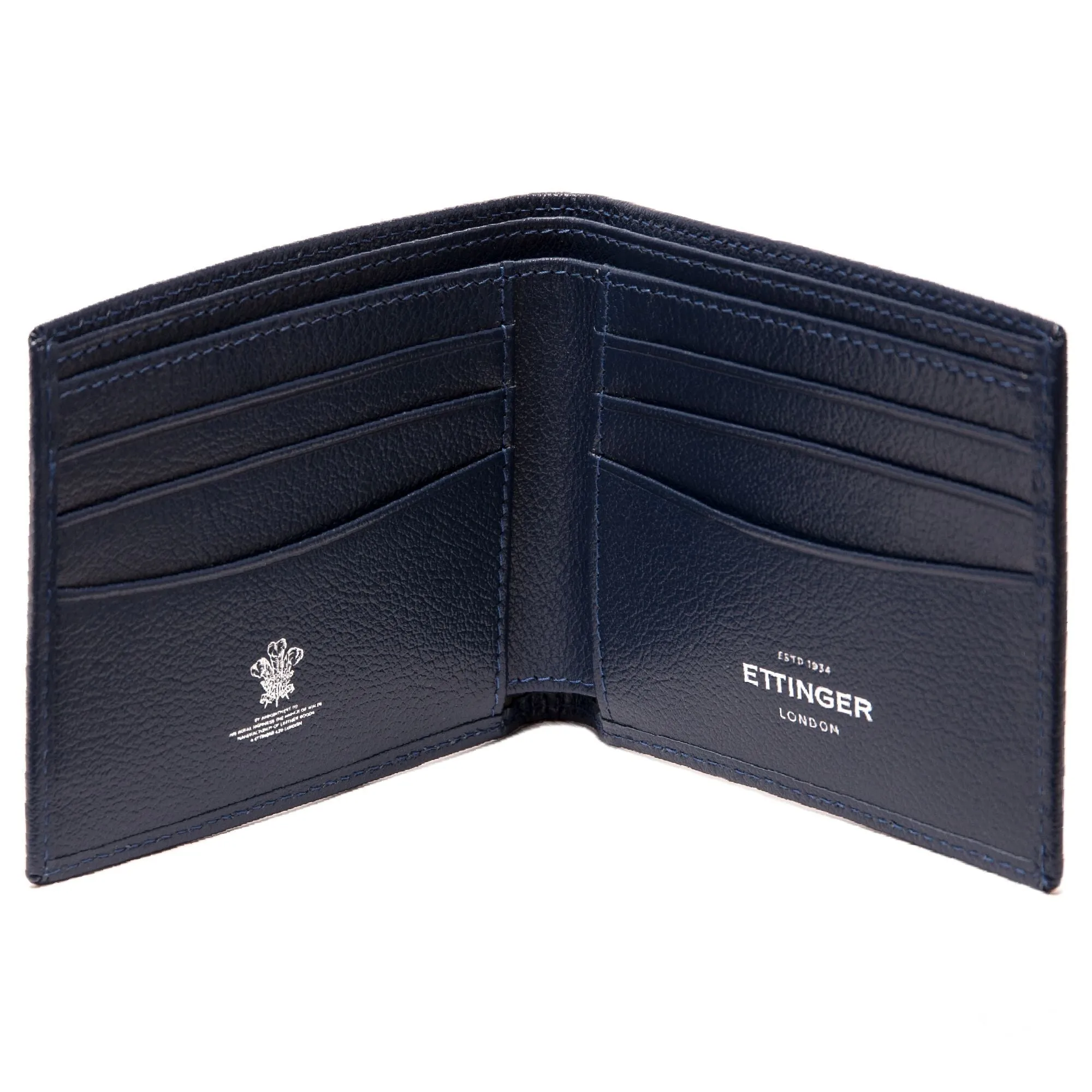 Ettinger Capra Billfold Wallet with 6 Credit Card Slots, Marine Blue