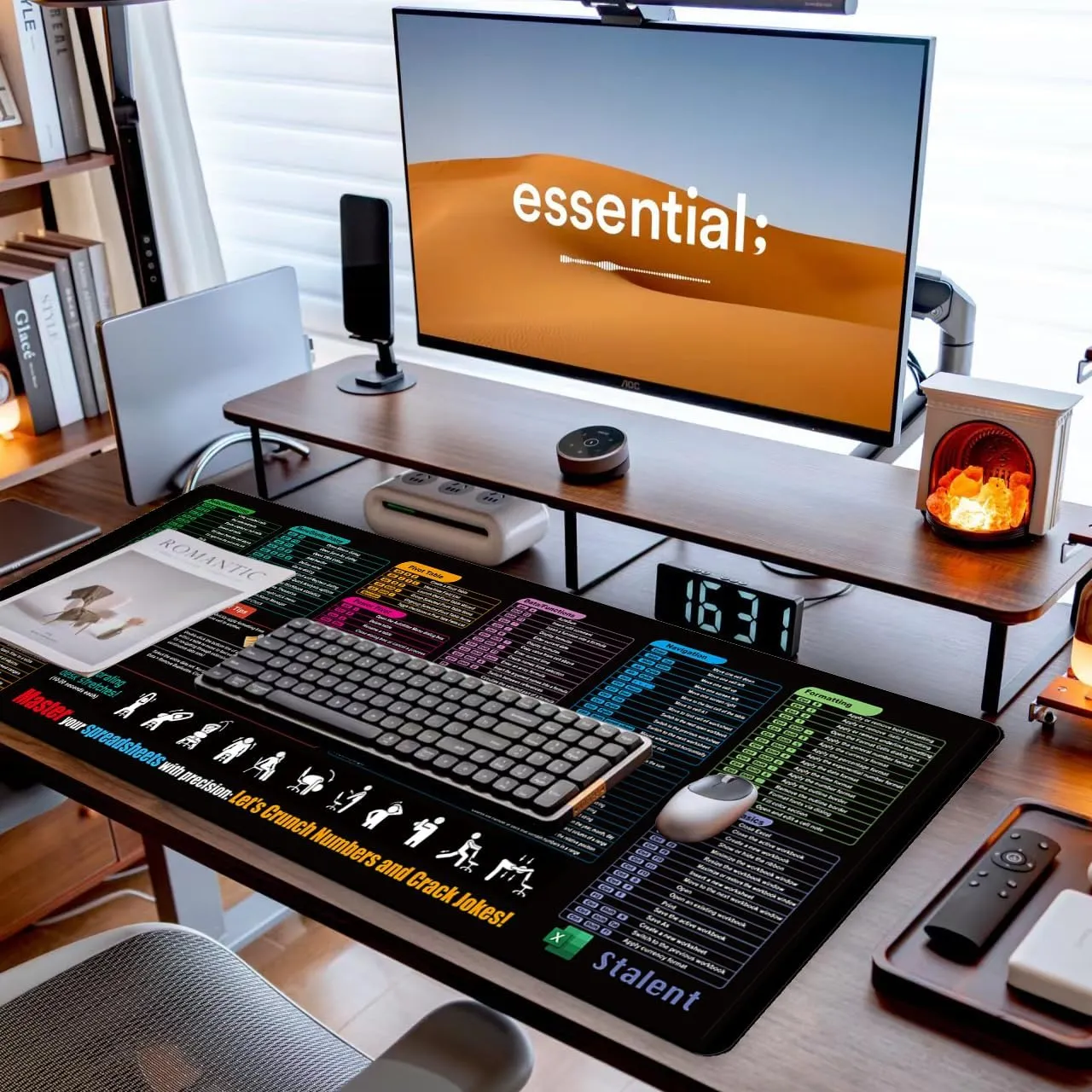 Excel Cheat Sheet Desk Mat, 31.5"X11.8" Excel Shortcuts Mouse Pad, Keyboard Shor