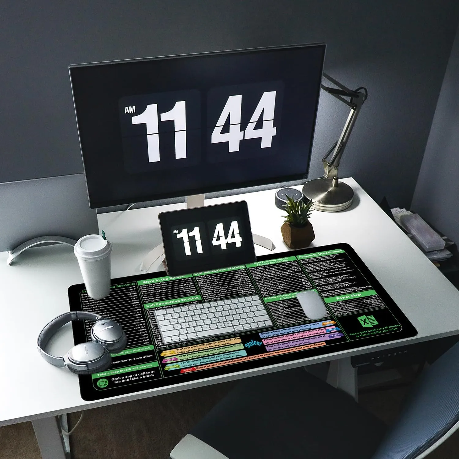 Excel Cheat Sheet Desk Mat, 31.5"X11.8" Excel Shortcuts Mouse Pad, Keyboard Shor