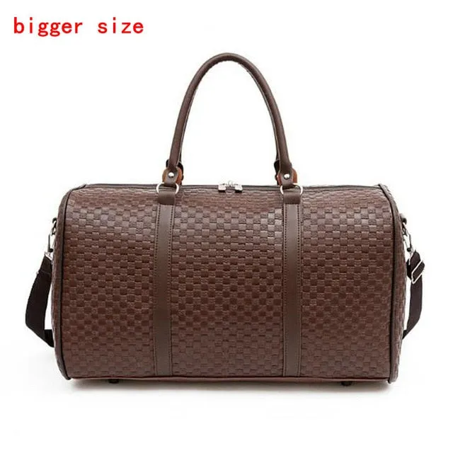 Fashion PU Leather Woven Pattern Travel Bag Large Capacity Men /Women Shoulder Bags Business Travel Bag Luggage Duffle Bag LGX86