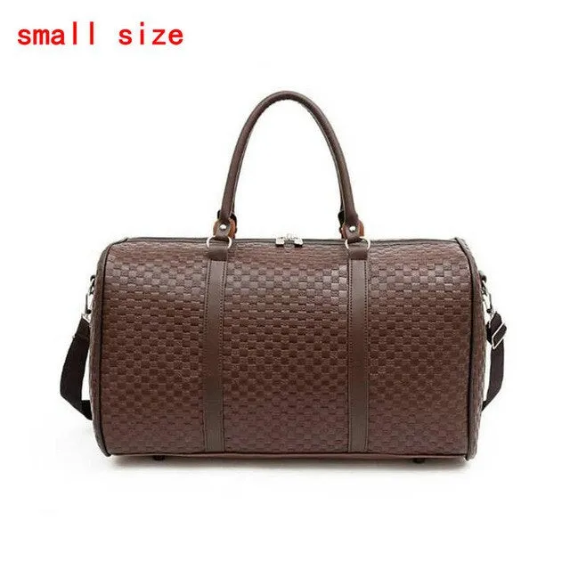 Fashion PU Leather Woven Pattern Travel Bag Large Capacity Men /Women Shoulder Bags Business Travel Bag Luggage Duffle Bag LGX86