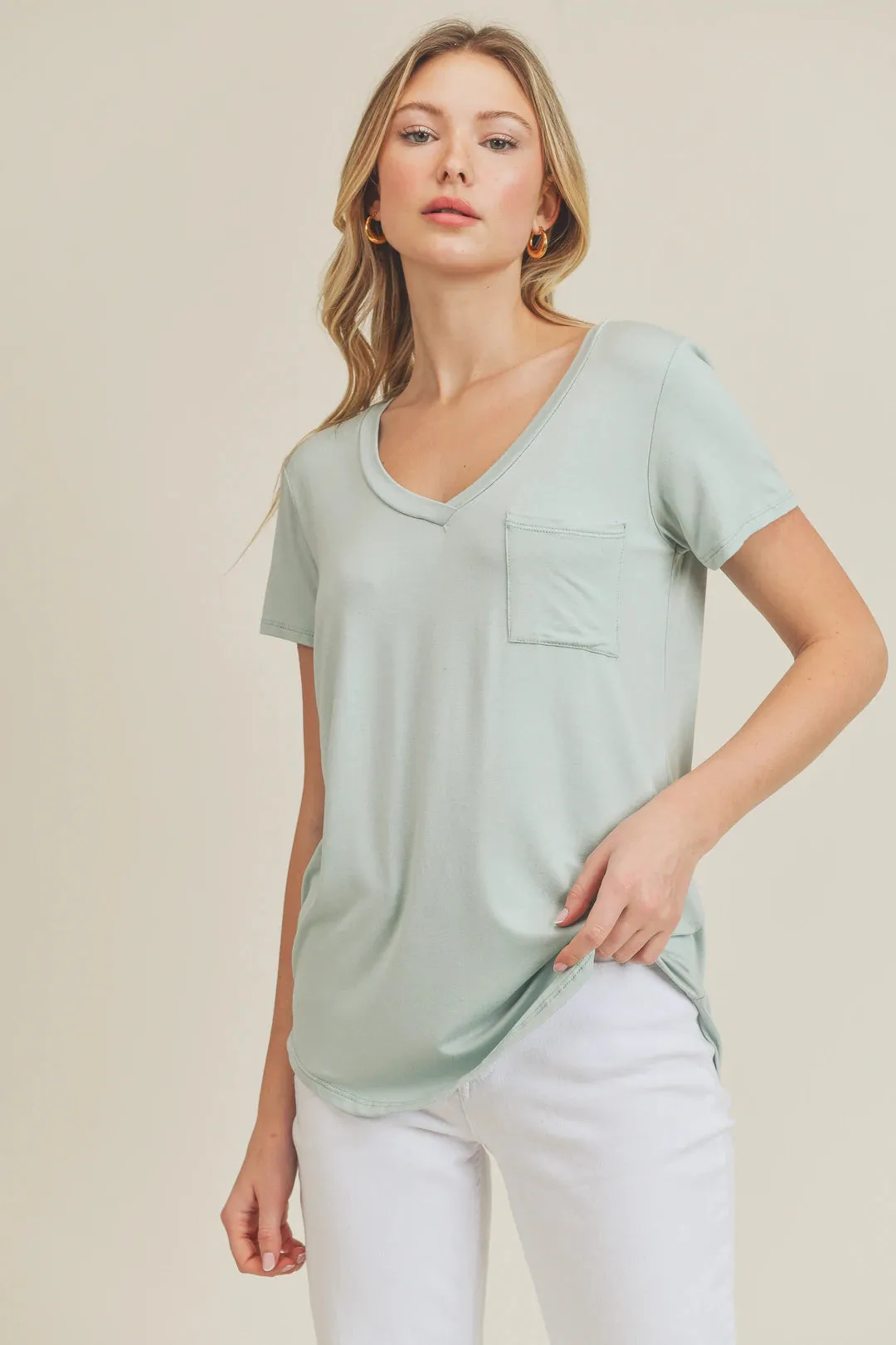 Favorite Basic Pocket Tee in Seafoam