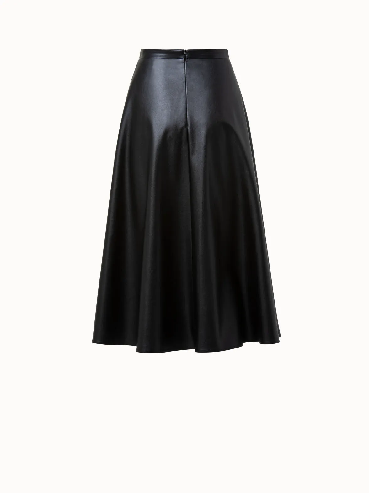 Full Circle Faux Leather Midi Skirt
