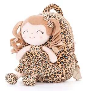 Gloveleya 9-inch Personalized Plush Curly Animal Leopard Dolls Backpack Skinny