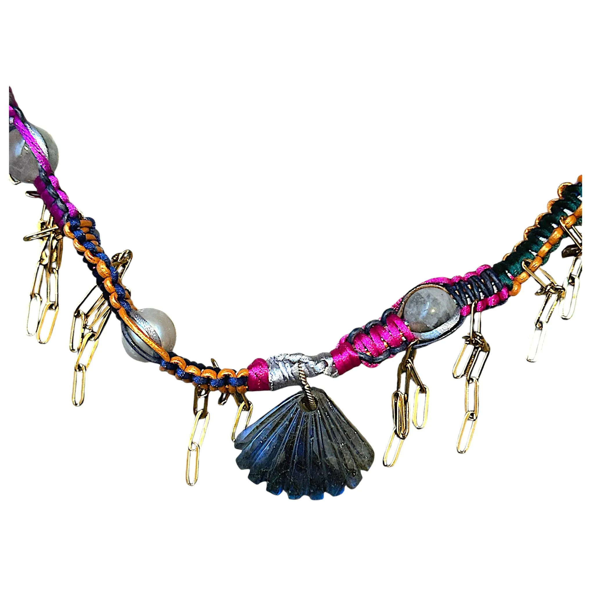 Glowing Seashell Santorini Mermaid Rockstar Necklace