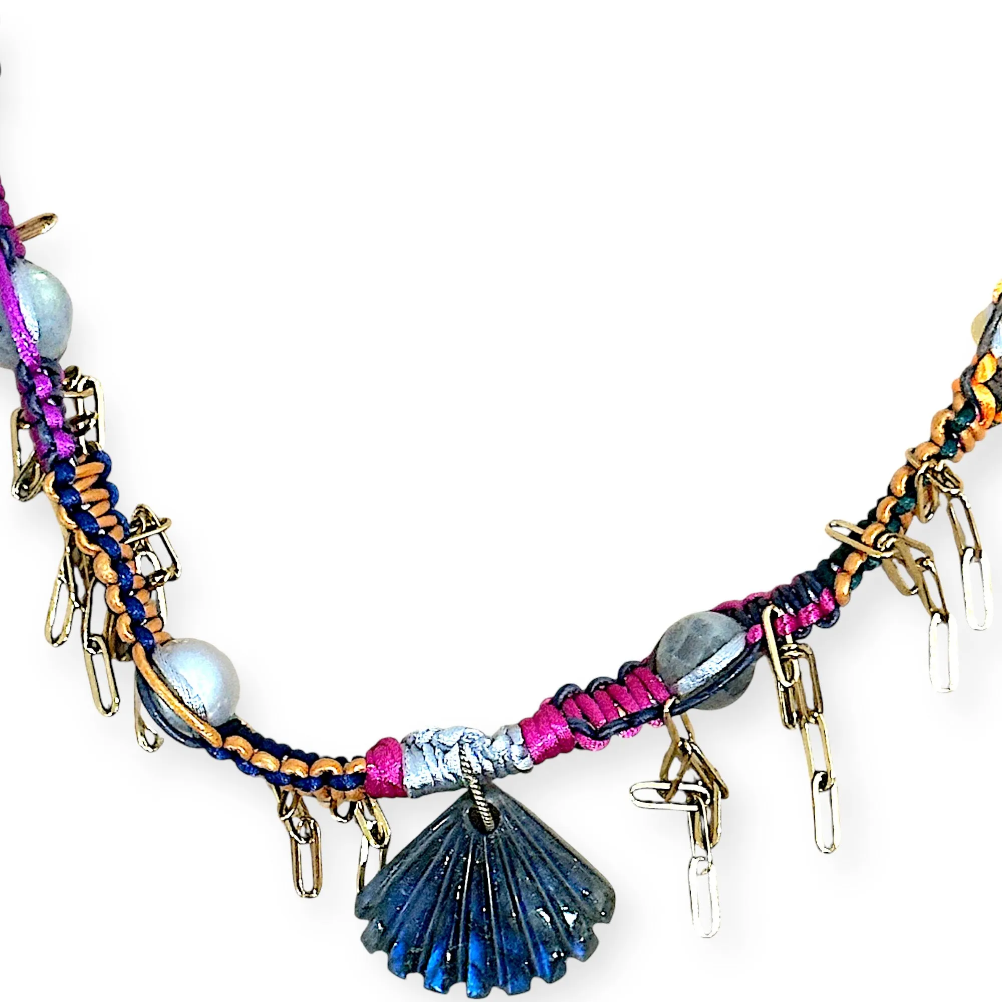 Glowing Seashell Santorini Mermaid Rockstar Necklace