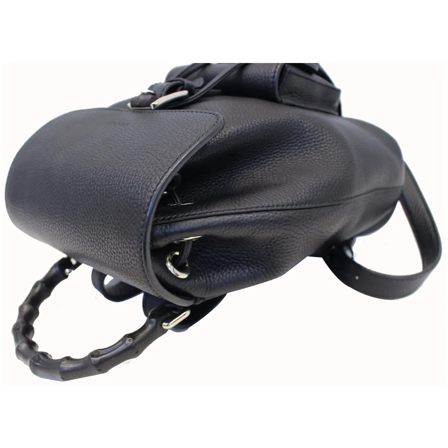 GUCCI Bamboo Pebbled Leather Backpack Bag Black - Last Call