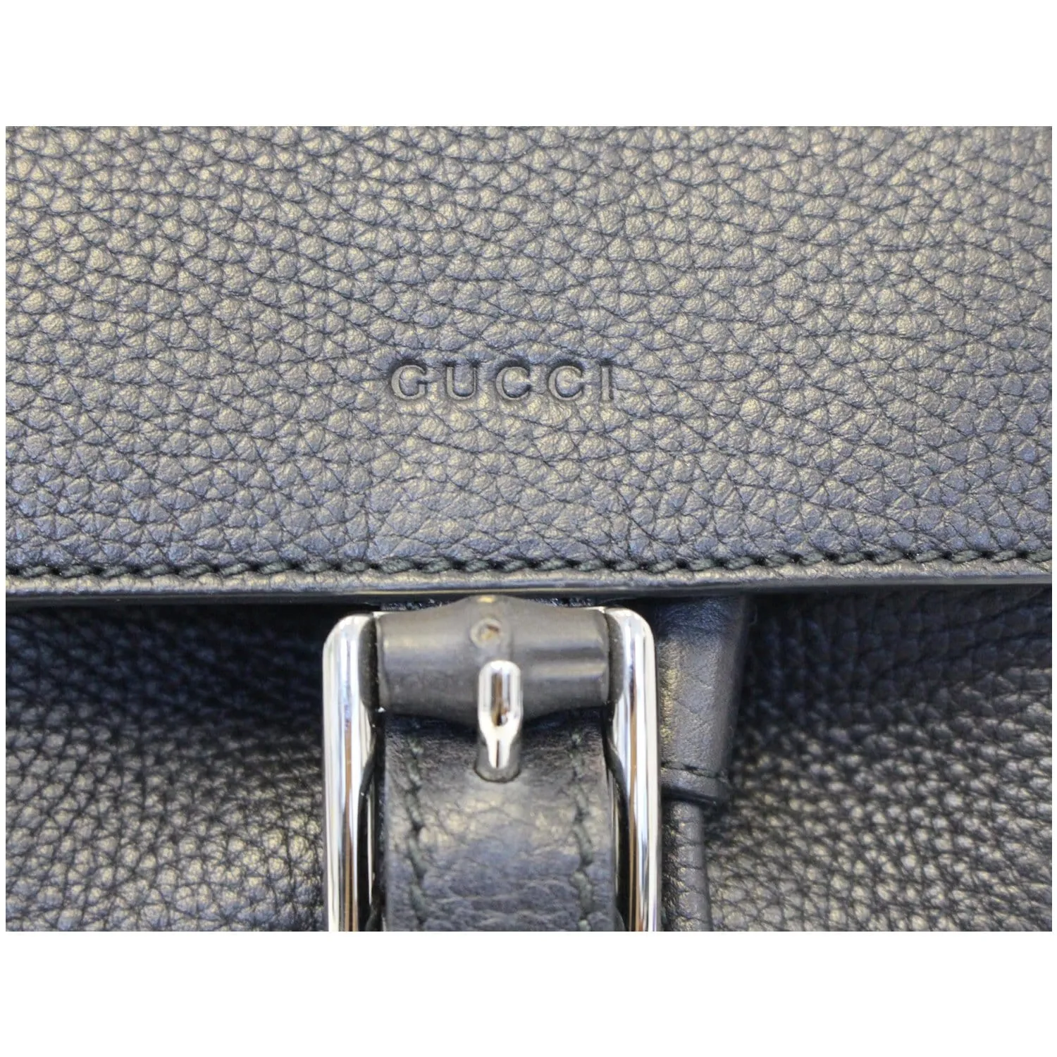 GUCCI Bamboo Pebbled Leather Backpack Bag Black - Last Call