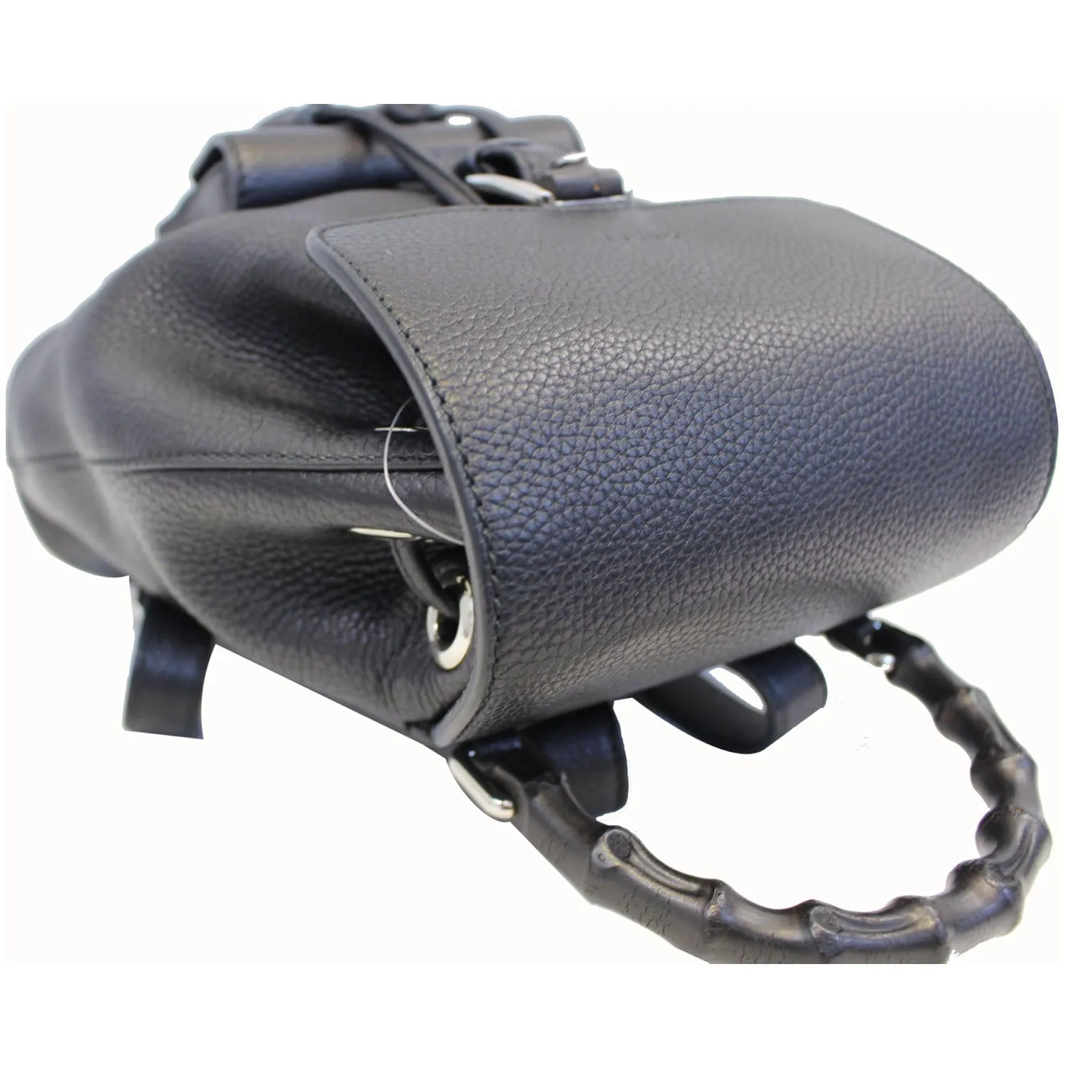 GUCCI Bamboo Pebbled Leather Backpack Bag Black - Last Call