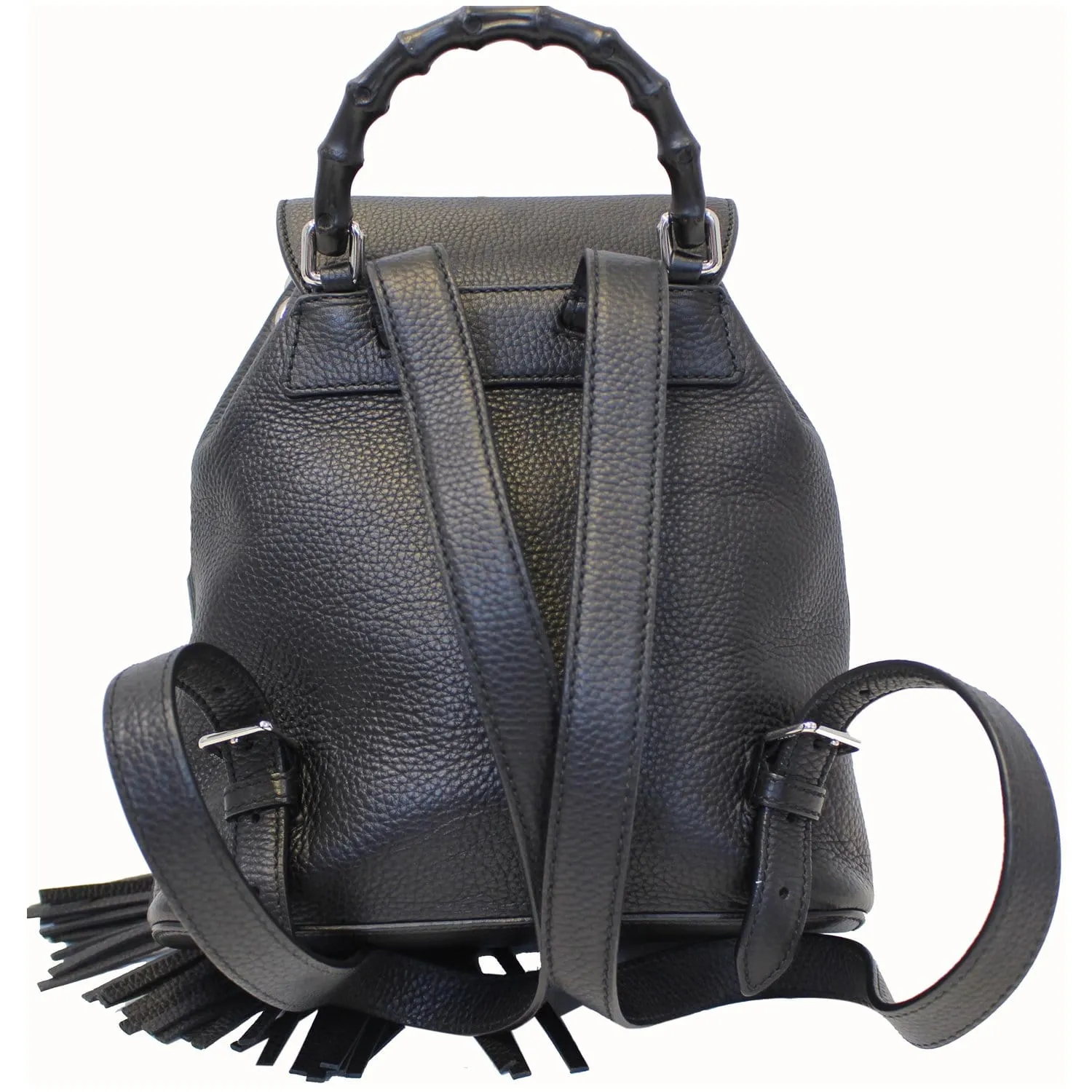 GUCCI Bamboo Pebbled Leather Backpack Bag Black - Last Call