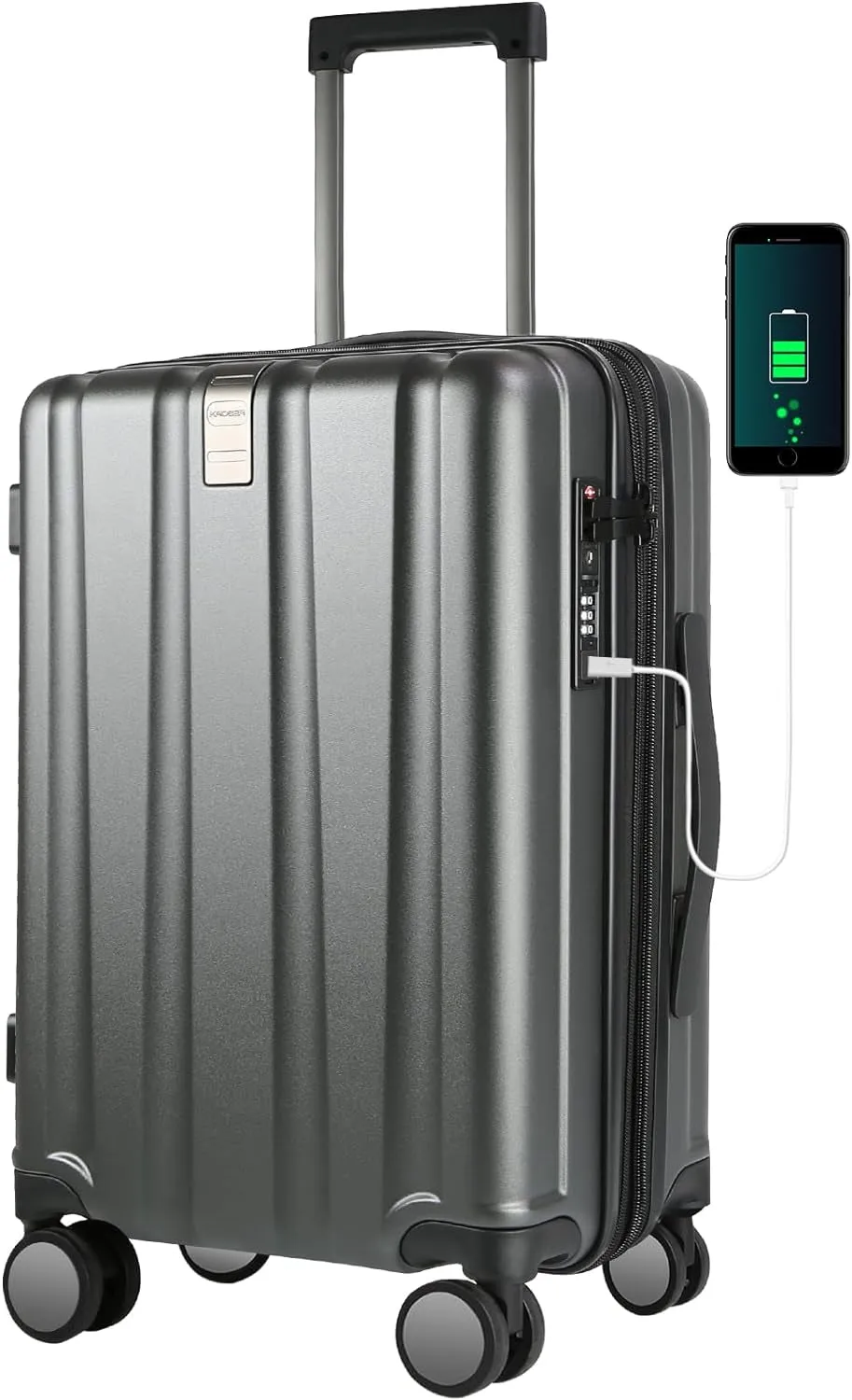 Hardside Expandable Carry On Luggage with Spinner Wheels TSA Lock and USB Port 20 Inch