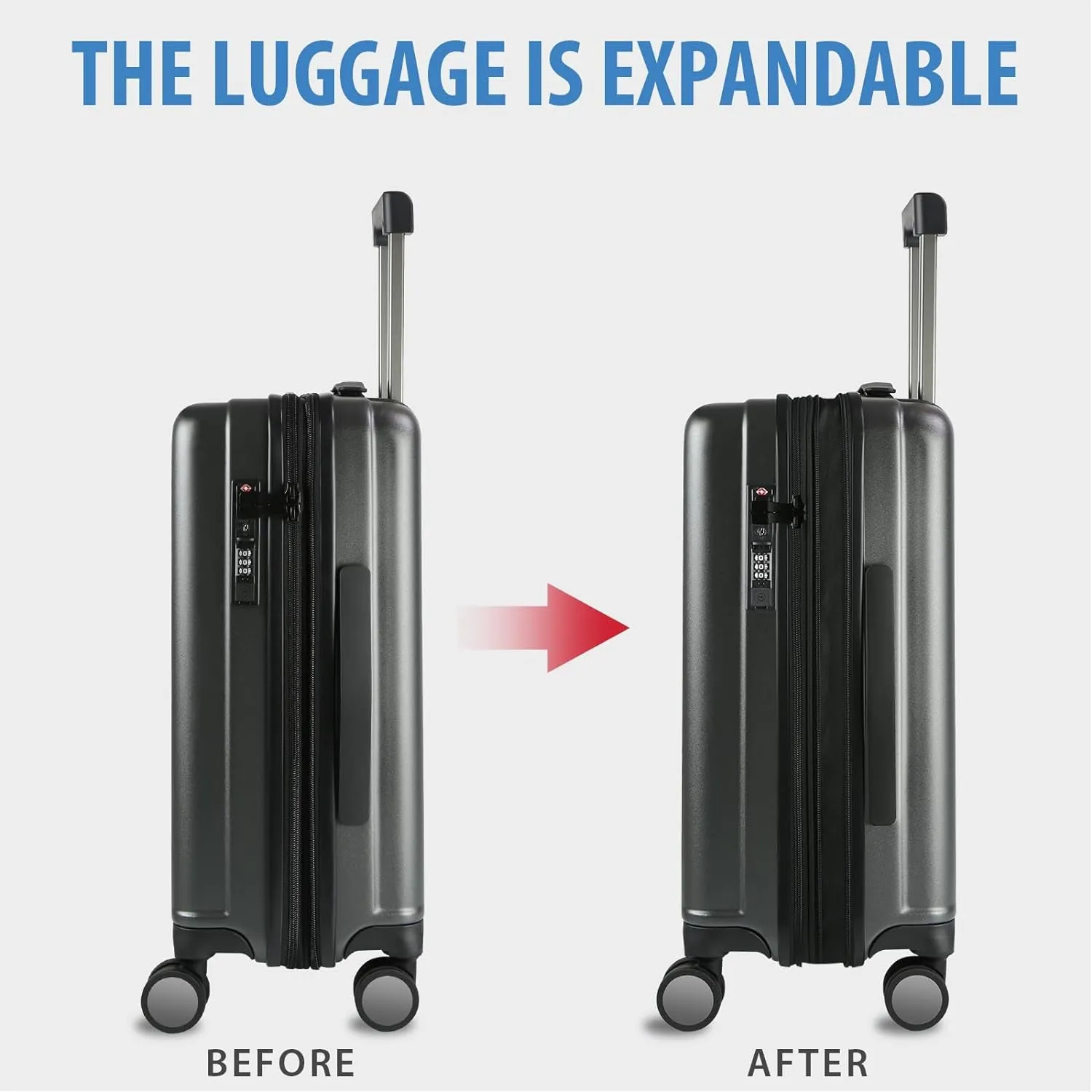 Hardside Expandable Carry On Luggage with Spinner Wheels TSA Lock and USB Port 20 Inch