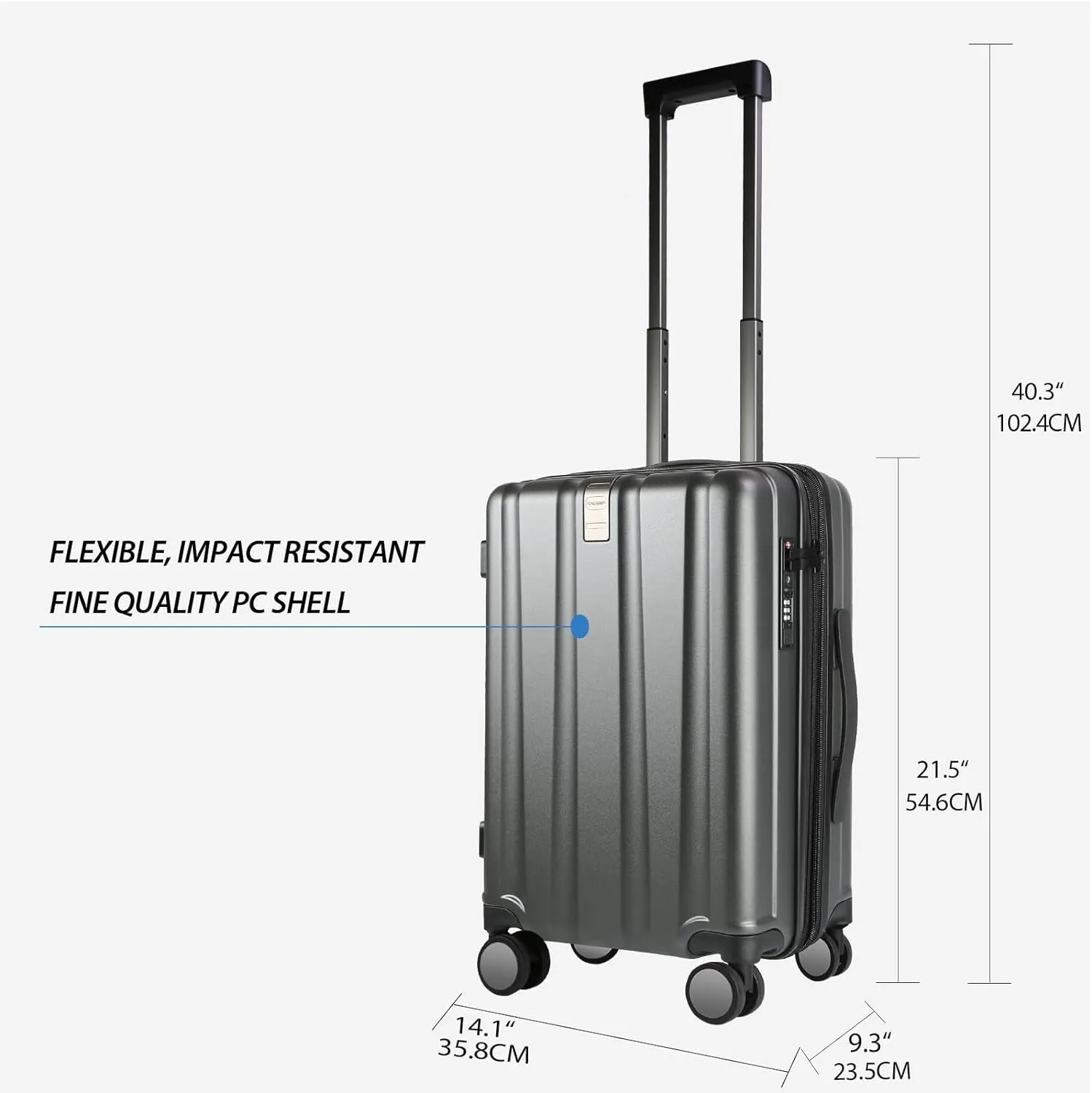 Hardside Expandable Carry On Luggage with Spinner Wheels TSA Lock and USB Port 20 Inch