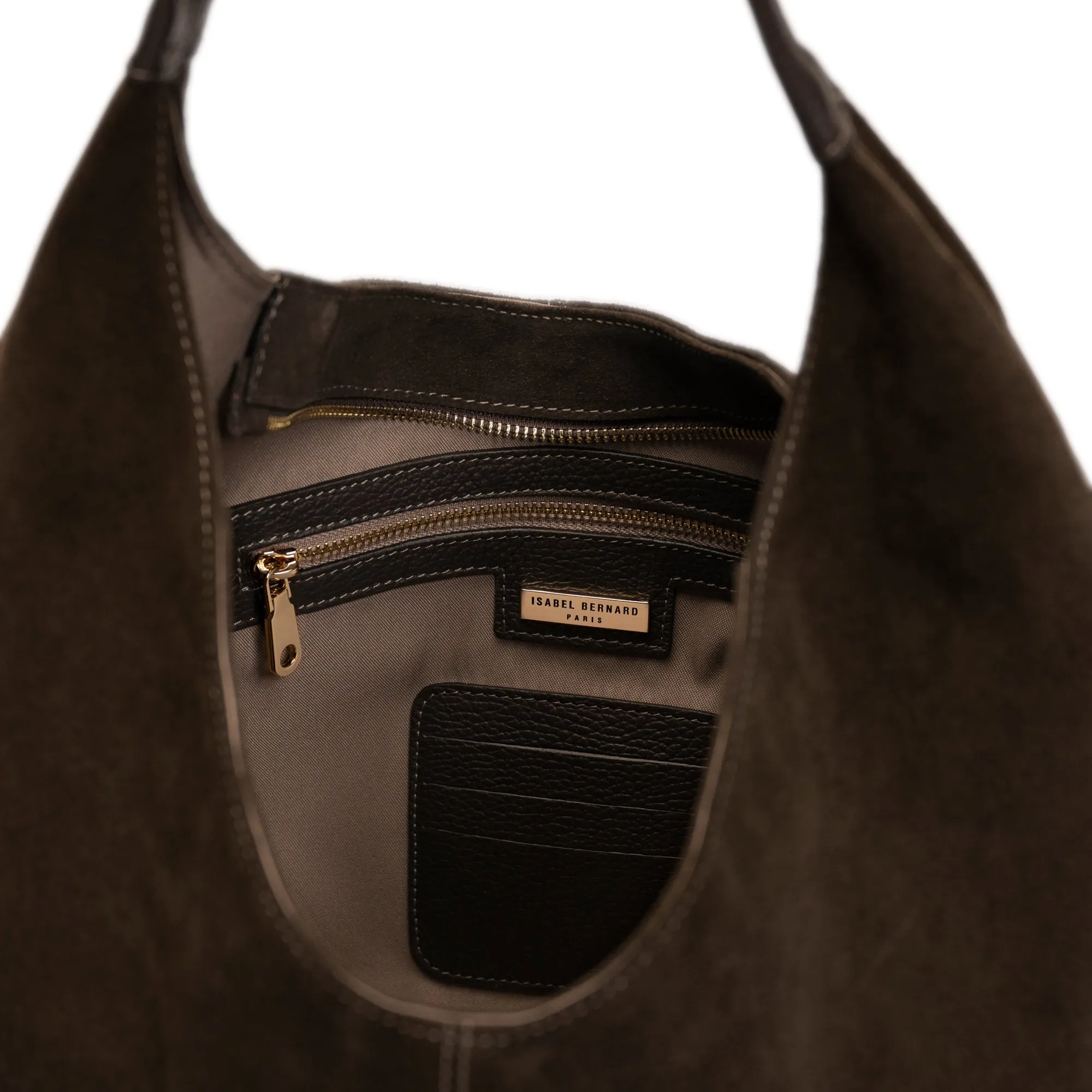 Honoré Grace dark brown suede shoulder bag