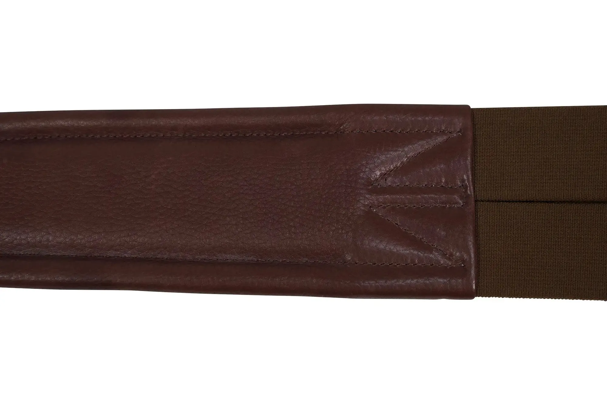 Huntley Equestrian Sedgwick Leather Fancy Stitched Padded Leather Contour Shaped Girth with Double End Elastic