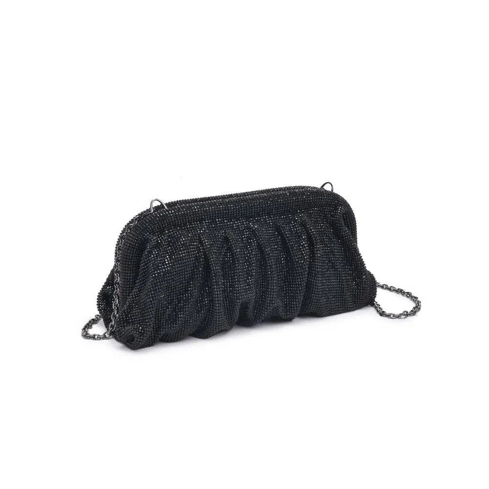 Irina crystal rhinestone evening bag: Black