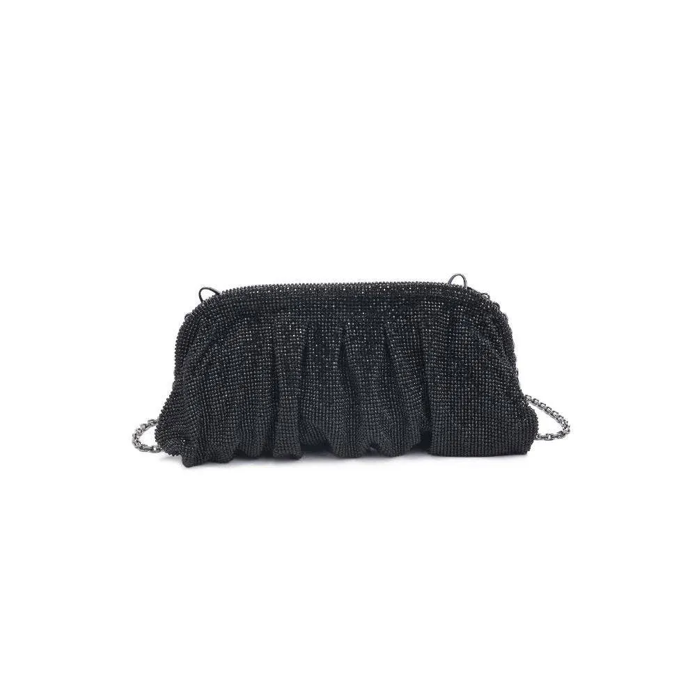Irina crystal rhinestone evening bag: Black