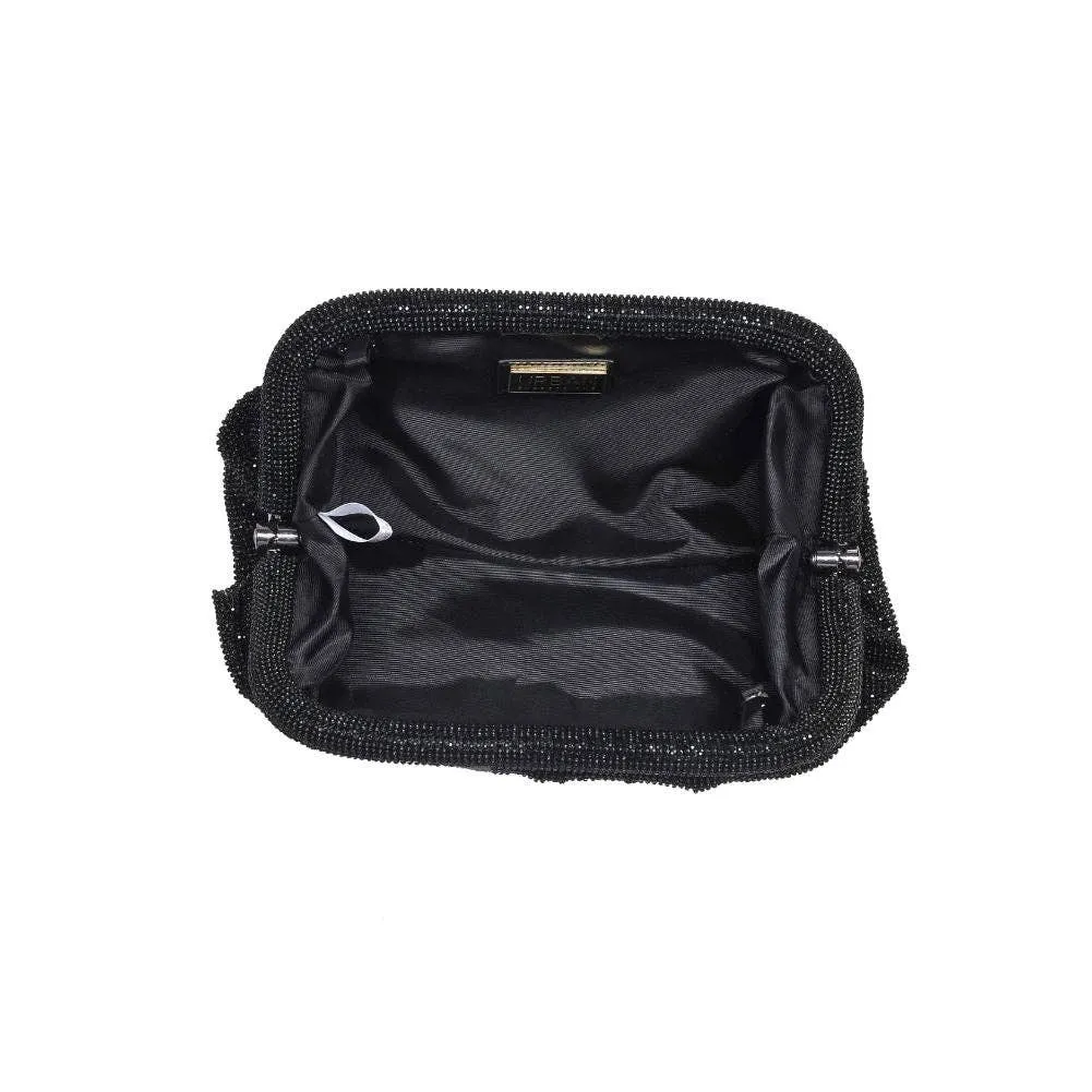 Irina crystal rhinestone evening bag: Black