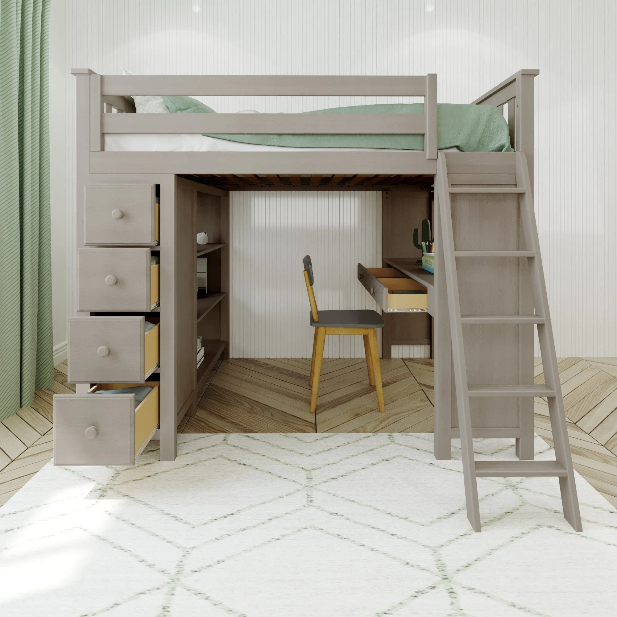 Jackpot Deluxe Mayfair Full Size Loft with Desk   Storage