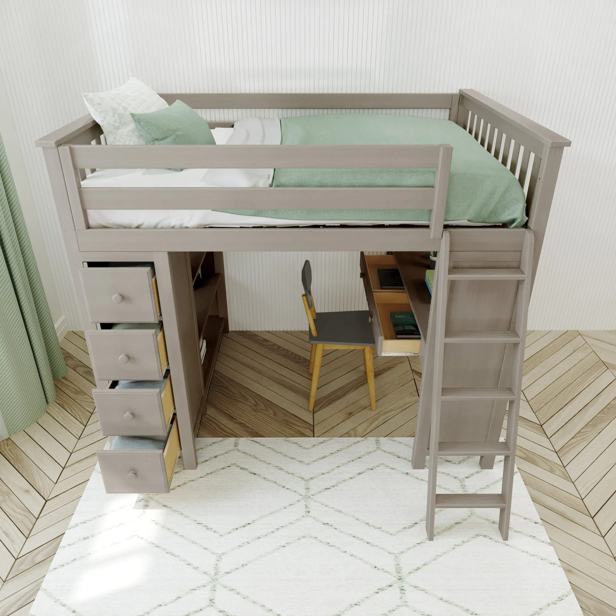 Jackpot Deluxe Mayfair Full Size Loft with Desk   Storage