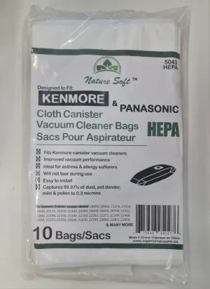 Kenmore Canister Vacuum HEPA Synthetic Bags 5043, 20-50410, 20-5055 Type C - 10 Pack