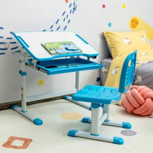 Kids Height Adjustable Desk with Spine-Supporting Chair | Tilting Desktop | Colour Options