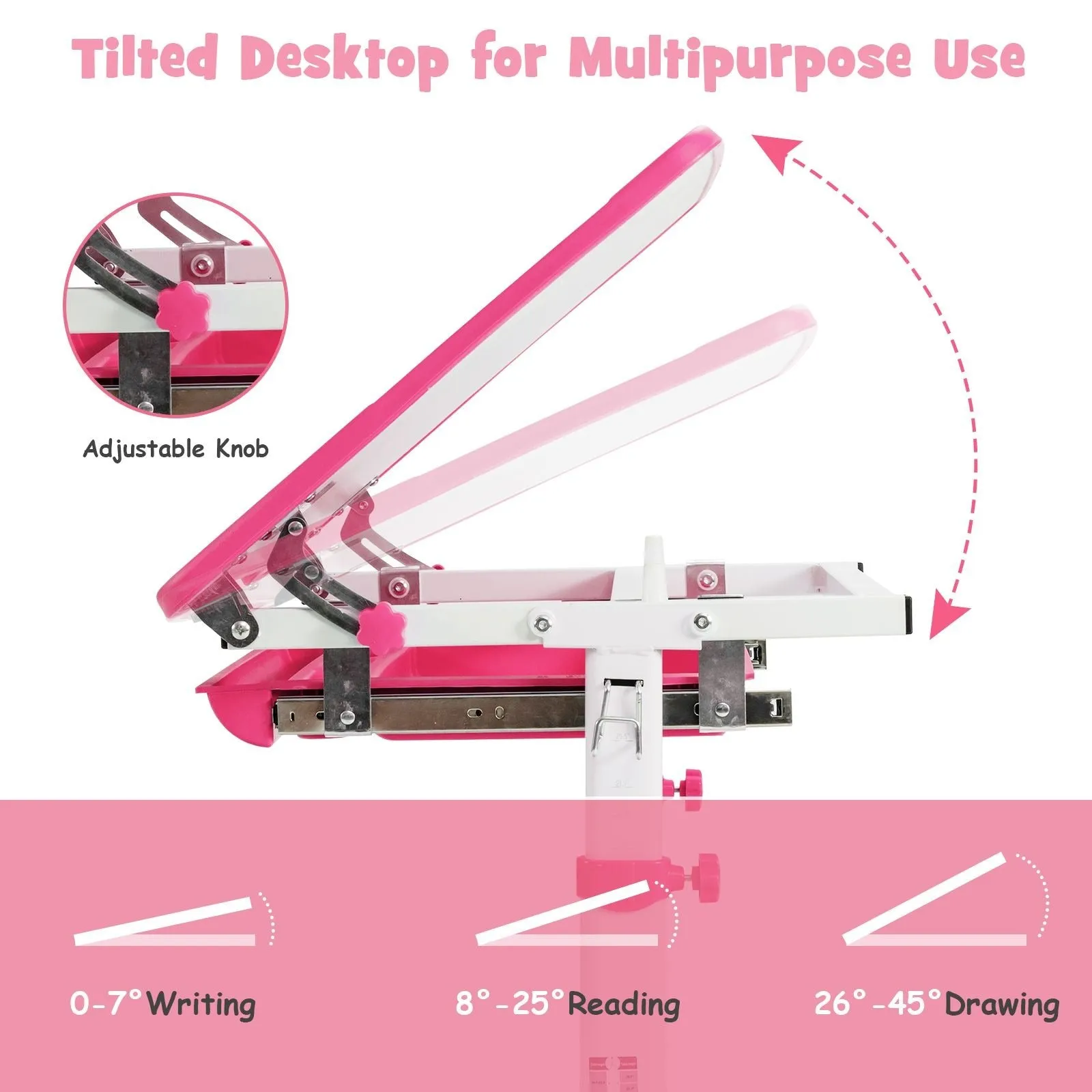 Kids Height Adjustable Desk with Spine-Supporting Chair | Tilting Desktop | Colour Options