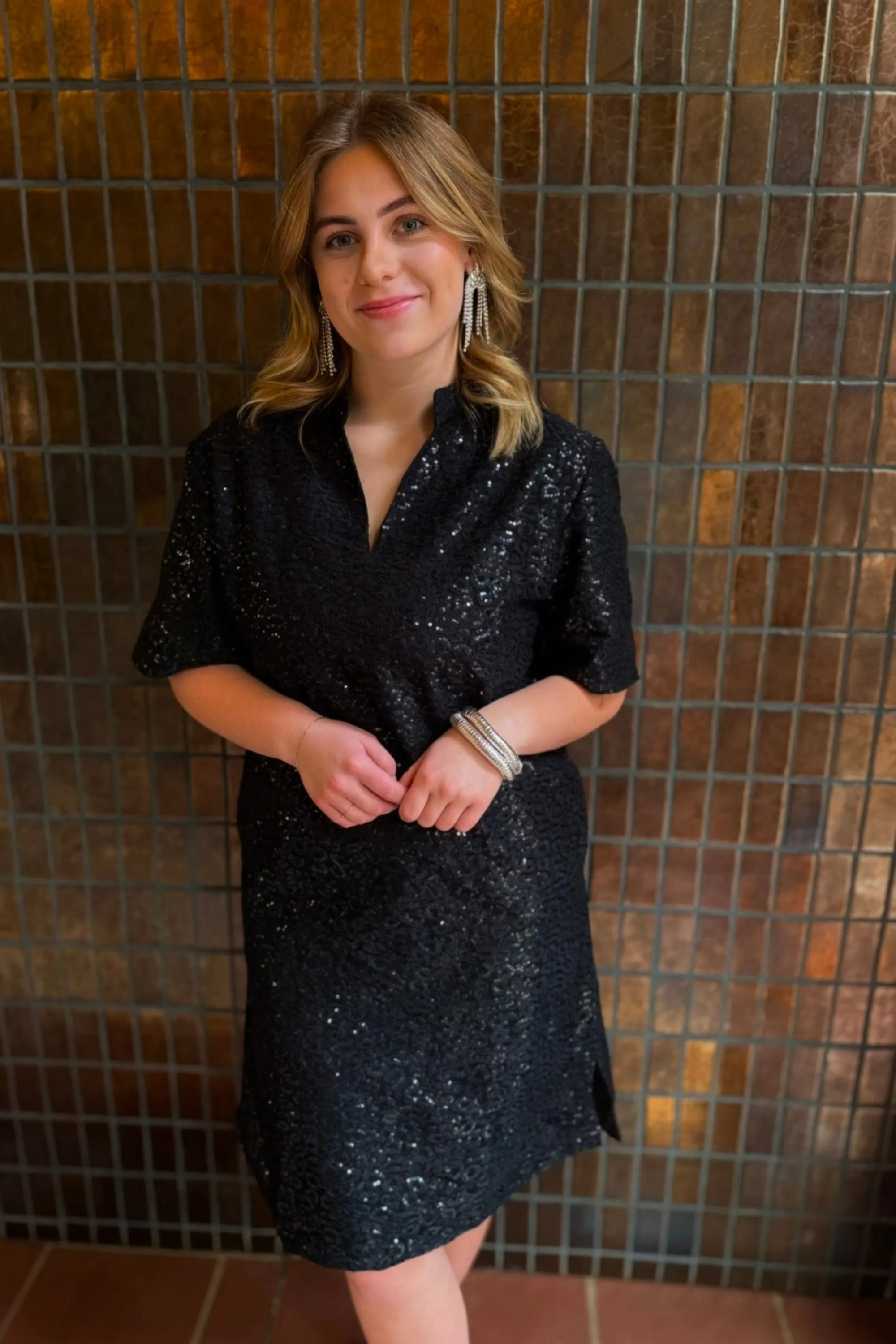 Layerz Lucy Dress Black Sequin