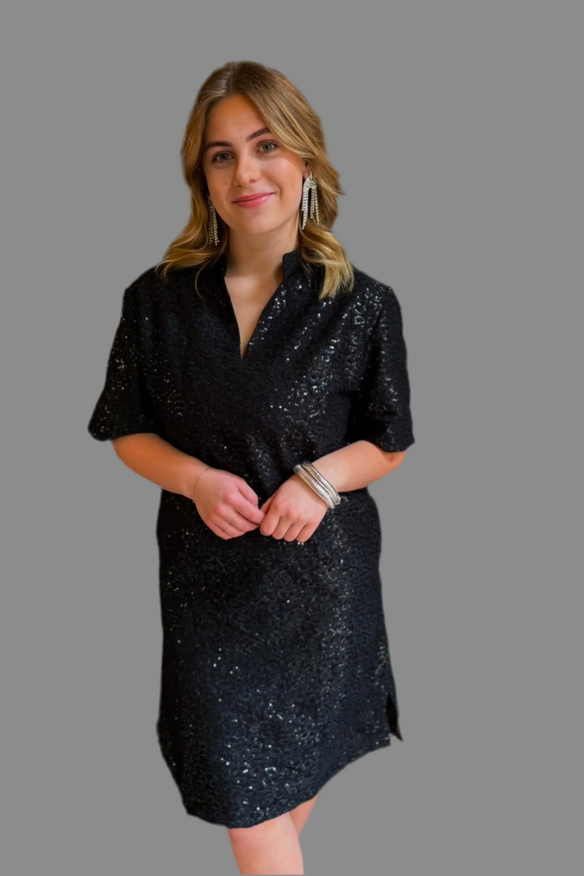Layerz Lucy Dress Black Sequin