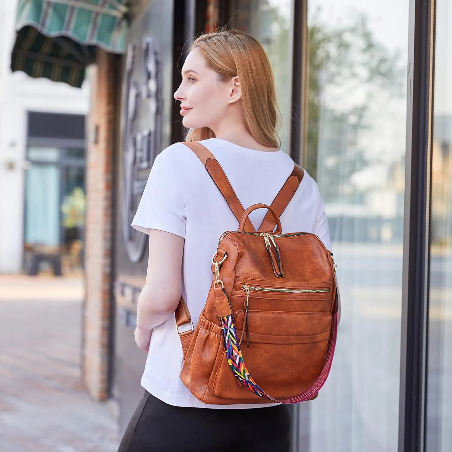 Leather Travel Backpack for Women, Fashion Designer Shoulder Bags