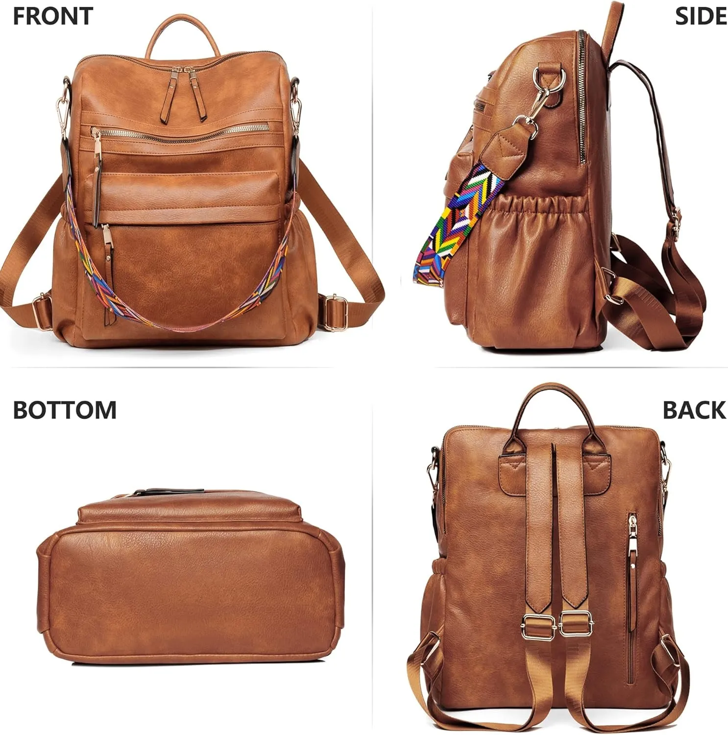 Leather Travel Backpack for Women, Fashion Designer Shoulder Bags