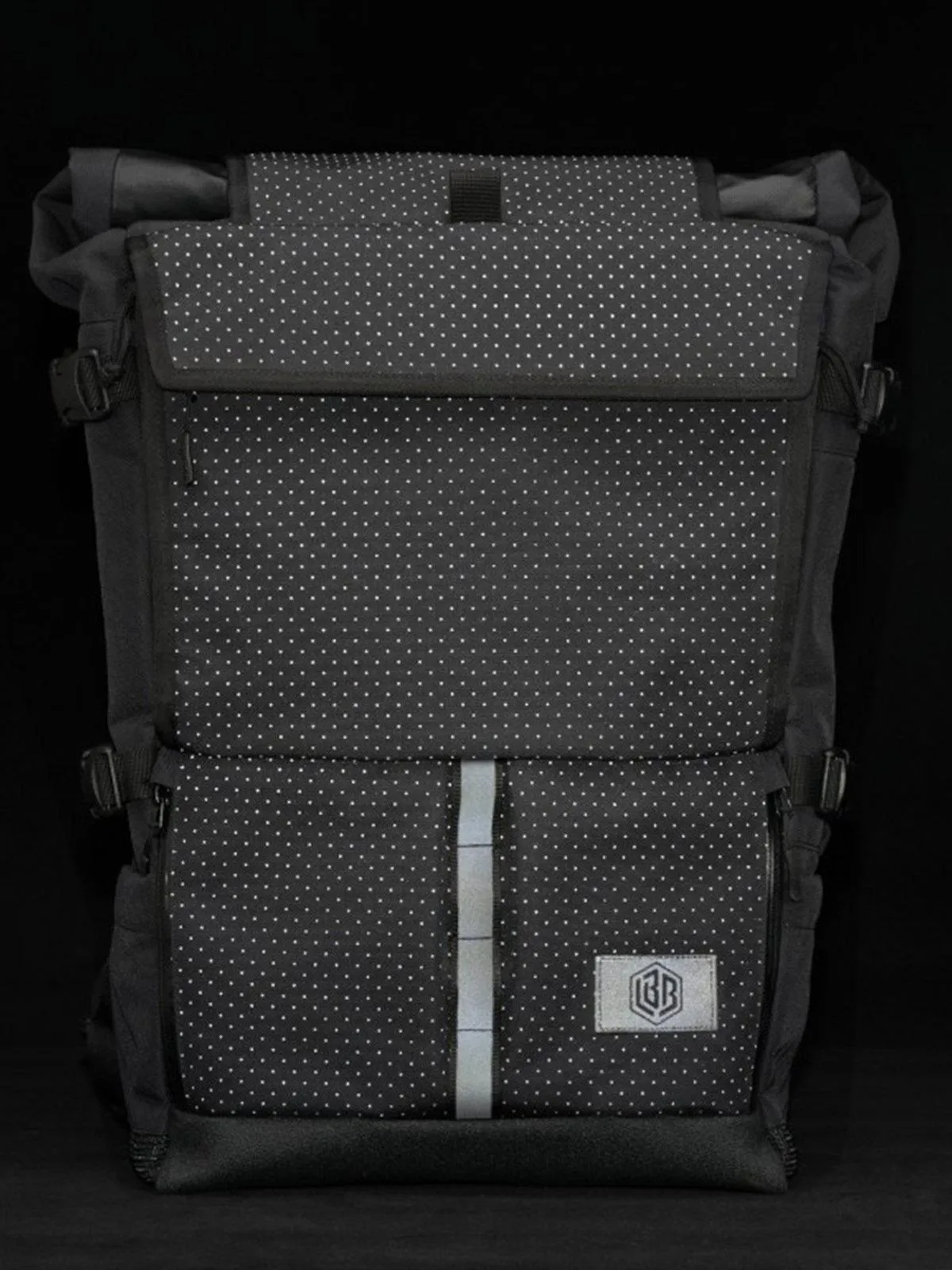 Life Behind Bars The Peloton Eclipse 30-42L Rolltop Backpack Black Reflective