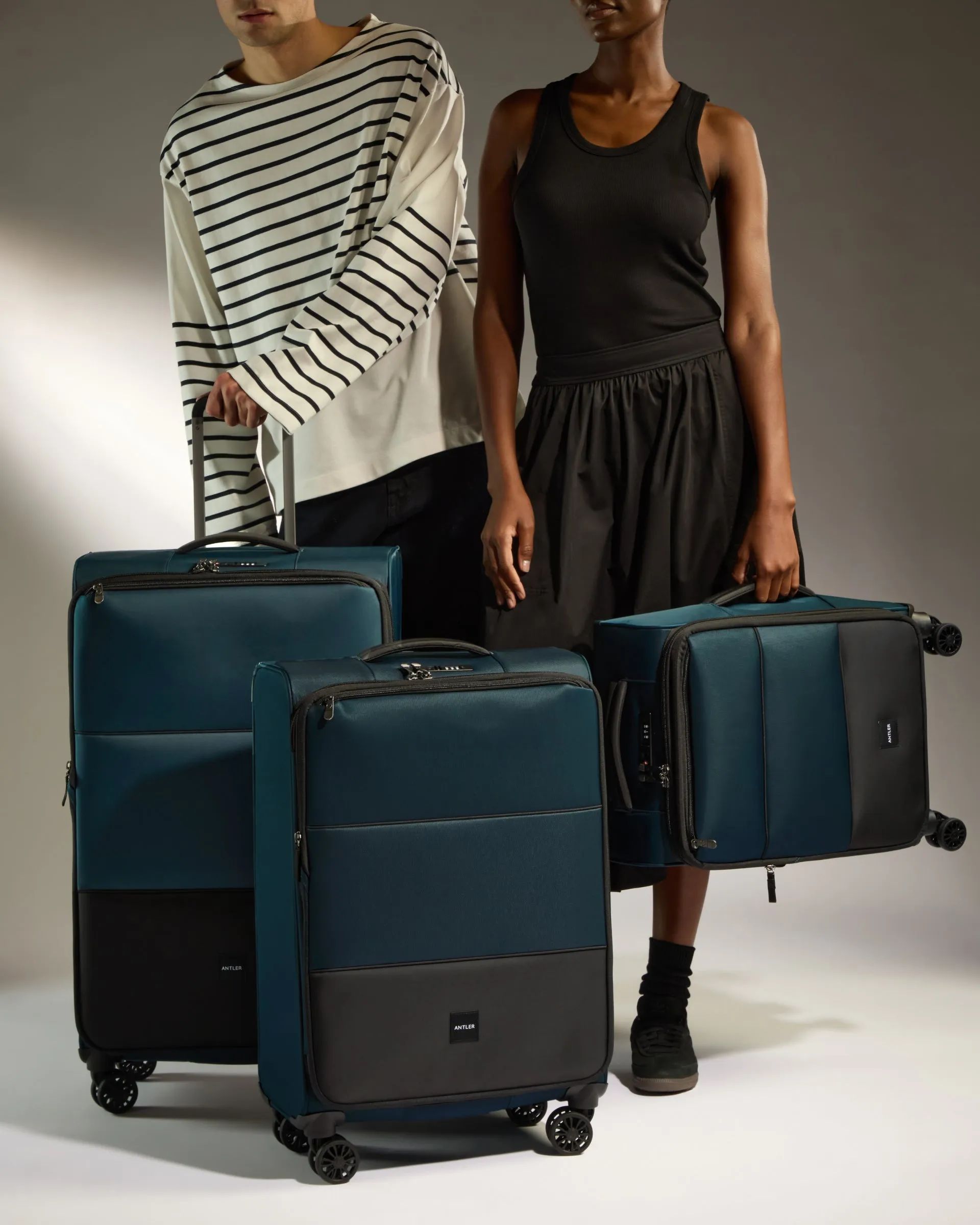 Lightest Carry-on Luggage Set in Indigo - Soft Stripe