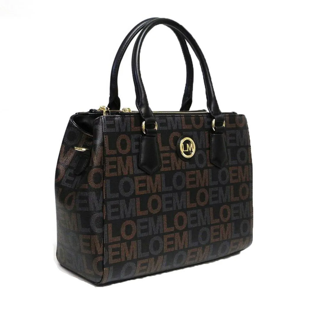 LOEM signature black shoulder Bag L wallet set triple zipper pockets dessigner